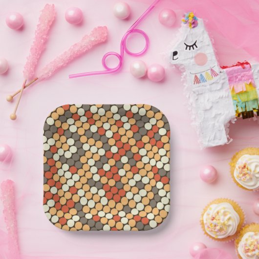 Retro dots pattern in orange pappteller (Party)