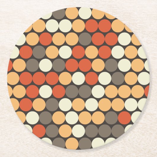 Retro dots  runder pappuntersetzer (Vorderseite)
