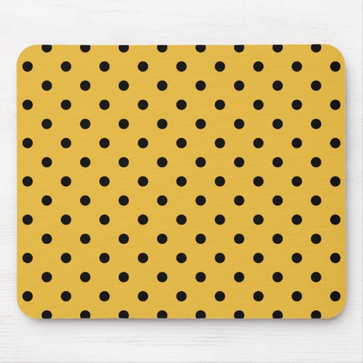 Retro Dots - Senf und Schwarze Mousepad (Vorne)
