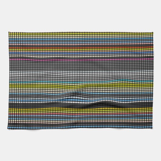 Retro dots stripes Rainbow Kitchen Handtuch #2 (Horizontal)