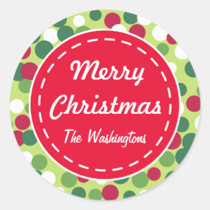Retro Dots Weihnachtsgeschenke Aufkleber