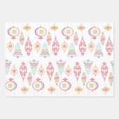 Retro Dots Weihnachtsvögel und -dekorationen Geschenkpapier Set (Vorderseite)