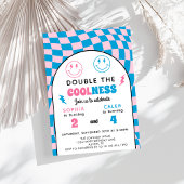 Retro Double Celebration Boy Girl Joint Birthday Einladung