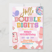 Retro Double Digits Patch Party Birthday Einladung (Vorderseite)