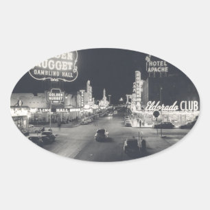 Retro Downtown Las Vegas Ovaler Aufkleber