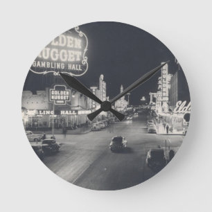 Retro Downtown Las Vegas Runde Wanduhr