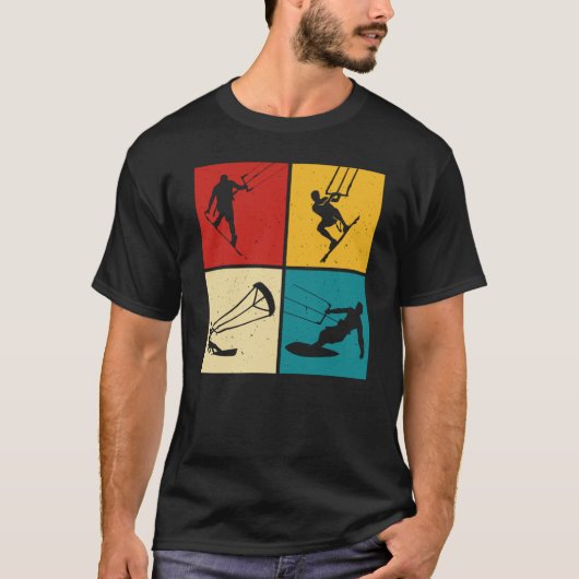 Retro Drachen Kitesurfen T-Shirt (Vorderseite)