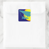Retro-Drachengleiter Quadratischer Aufkleber (Tasche)
