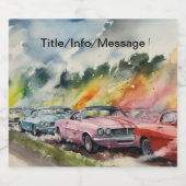 Retro Drag Racing Wasserfarben Art Print Alkoholflaschenetikett (Einzelnes Label)