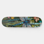 Retro Dragonfly boho blühendes botanisches Fleckgl Skateboard (Horizontal)