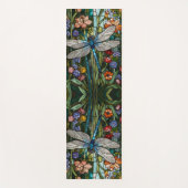 Retro Dragonfly boho blühendes botanisches Fleckgl Yogamatte (Vorderseite)