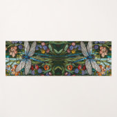 Retro Dragonfly boho blühendes botanisches Fleckgl Yogamatte (Vorderseite (Horizontal))