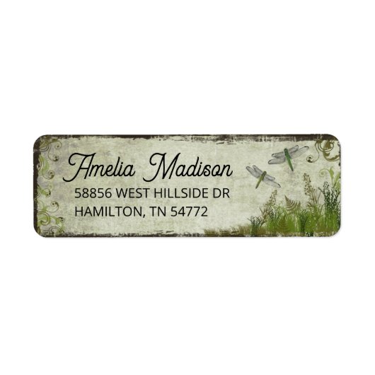 Retro Dragonfly Botanical Return Address Labels (Vorne)