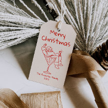 Retro Drawn Red Santa Claus Merry Christmas