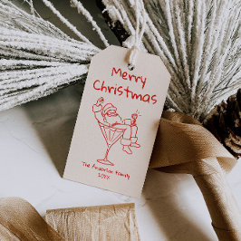 Retro Drawn Red Santa Claus Merry Christmas Geschenkanhänger