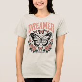 Retro Dreamer Butterfly und Rose T - Shirt (Vorderseite)