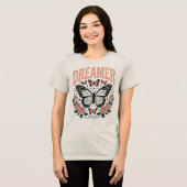 Retro Dreamer Butterfly und Rose T - Shirt (Vorderseite voll)
