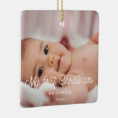 Retro-Drehbuch Mein erstes Weihnachtsbaby-Foto Keramikornament (Rechts)