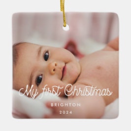 Retro-Drehbuch Mein erstes Weihnachtsbaby-Foto Keramikornament