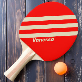 Retro Drei Streifen mit Namen Tischtennis Schläger