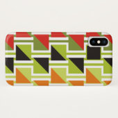 Retro-Dreiecksmuster und grüne, schwarze Quadrate Case-Mate iPhone Hülle (Rückseite (Horizontal))