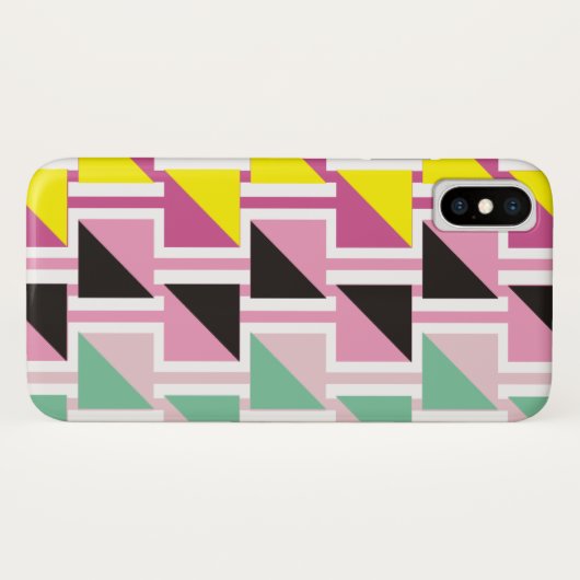 Retro-Dreiecksmuster und rosa, Minze-Quadrate Case-Mate iPhone Hülle (Rückseite (Horizontal))