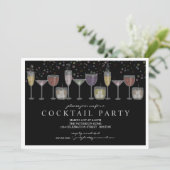 Retro Drinks und Bubbles Cocktail Party Einladung (Stehend Vorderseite)