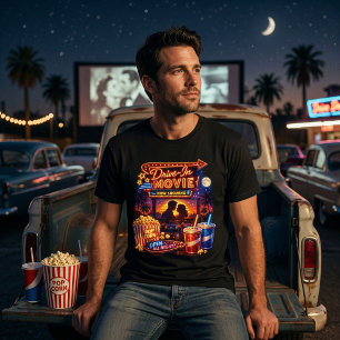 Retro Drive-In Kino Neon Popcorn & Klassiker Auto Tri-Blend Shirt