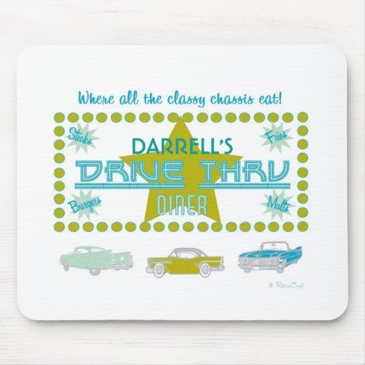 Retro Drive-Thru Diner (grün) Mousepad (Vorne)