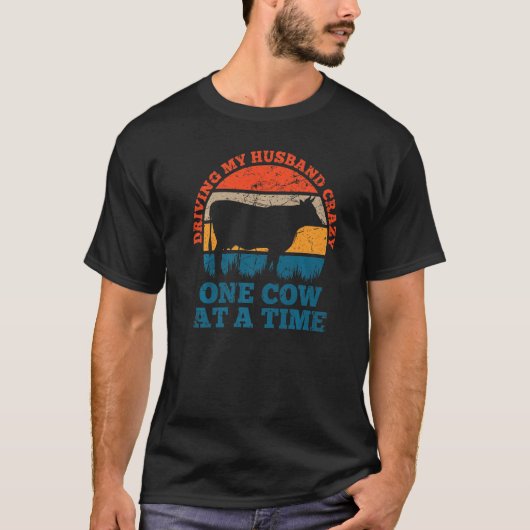 Retro Driving my Mann verrückt eine Kuh nach der a T-Shirt (Vorderseite)