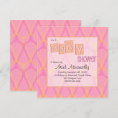 Retro Drop Baby Shower Einladungen - Rosa & Orange (Vorne/Hinten)