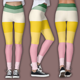 Retro Druck Farbbblock Leggings