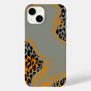 Retro-Druck in schwarz und gelb Leoparden auf grau Case-Mate iPhone 14 Hülle