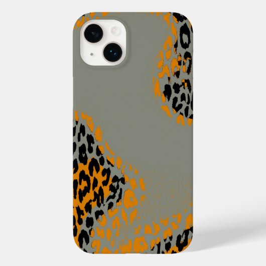 Retro-Druck in schwarz und gelb Leoparden auf grau Case-Mate iPhone Hülle (Rückseite)