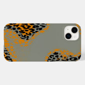 Retro-Druck in schwarz und gelb Leoparden auf grau Case-Mate iPhone Hülle (Rückseite (Horizontal))