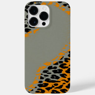 Retro-Druck in schwarz und gelb Leoparden auf grau Case-Mate iPhone 14 Pro Max Hülle