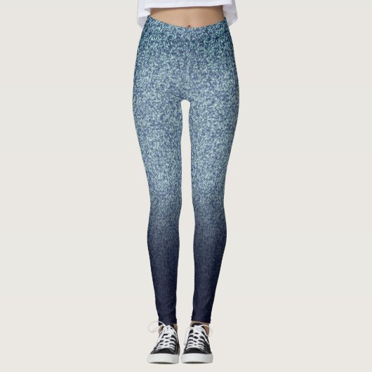 Retro-Druck mit Denimfarbe Leggings (Vorderseite)