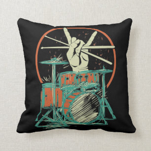 Retro Drum Set Music Drummer Drumsticks Kissen