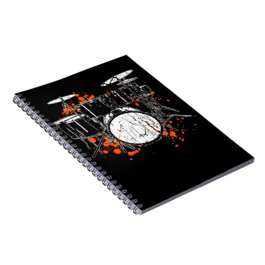 Retro Drum Set Music Drummer Notizblock (Rechte Seite)