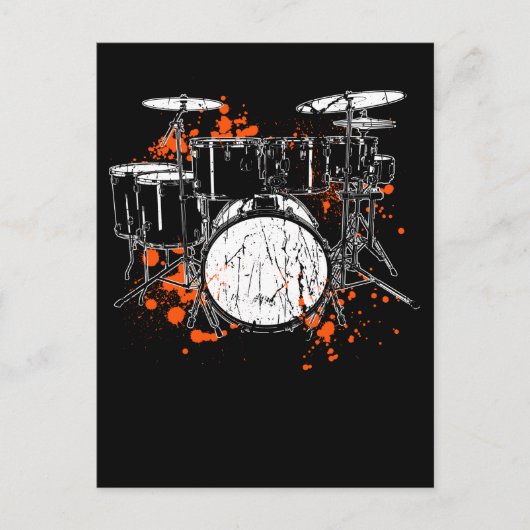 Retro Drum Set Music Drummer Postkarte (Vorderseite)