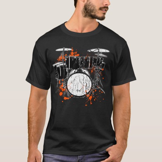 Retro Drum Set Music Drummer T-Shirt (Vorderseite)
