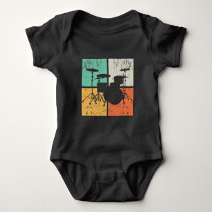 Retro Drum Set Vintages Drumming Music Drummer Baby Strampler