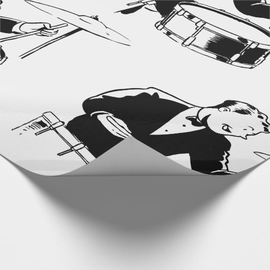 Retro Drummer Geschenkpapier (Ecke)