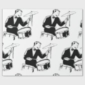 Retro Drummer Geschenkpapier (Flach)