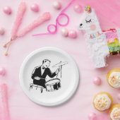 Retro Drummer Pappteller (Party)