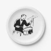 Retro Drummer Pappteller (Vorderseite)