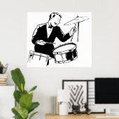 Retro Drummer Poster (Heimbüro)