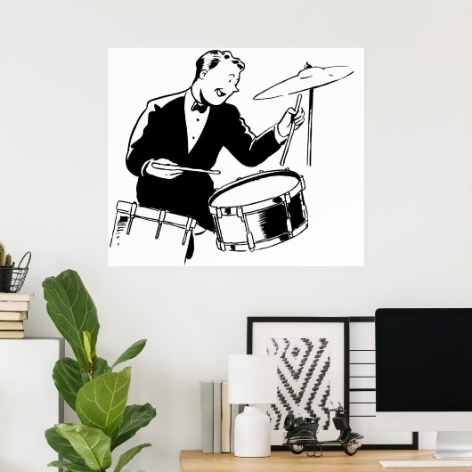 Retro Drummer Poster (Heimbüro)