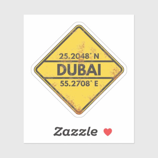 Retro Dubai koordiniert Rusty Metal Signature Stic Aufkleber (Blatt)