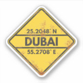 Retro Dubai koordiniert Rusty Metal Signature Stic Aufkleber (Vorderseite)